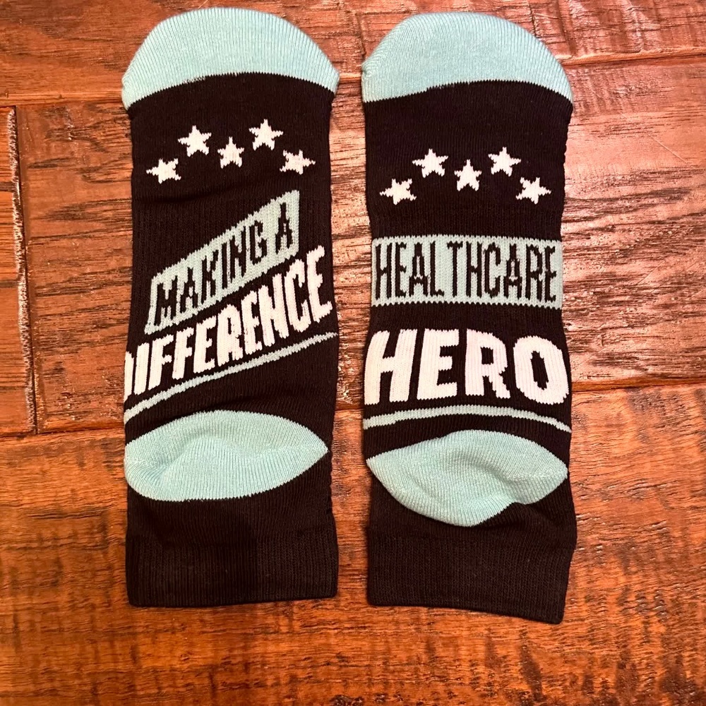 NWTB Healthcare Hero Adult ankle Socks black and blue